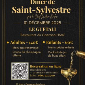 Dîner de la Saint-Sylvestre 2025 — Menu gastronomique au Guetali (Le Gaetana Hôtel)